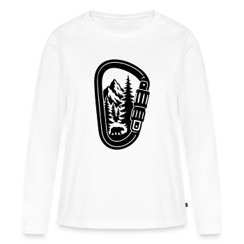 Kletterer Karabiner Berg und Bär - Frauen Premium Bio Langarmshirt - Weiß - Vorne - Julia (174cm)