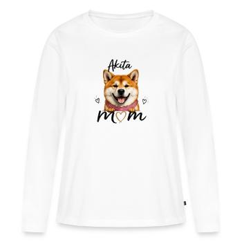 Akita Mom – Cadeau pour les amateurs d’Akita - T-shirt manches longues Premium bio Femme - blanc - Devant - Julia (174cm)