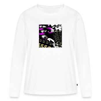 Collage kaléidoscopique néon - T-shirt manches longues Premium bio Femme - blanc - Devant - Julia (174cm)