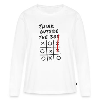 Pensez en dehors des sentiers battus – Morpion créatif - T-shirt manches longues Premium bio Femme - blanc - Devant - Julia (174cm)