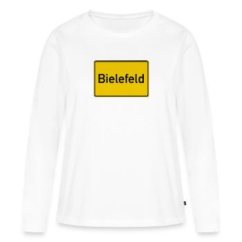 Bielefeld Ortsschild Gelbe Tafel - Frauen Premium Bio Langarmshirt - Weiß - Vorne - Julia (174cm)