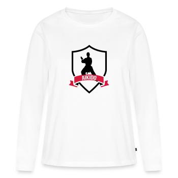 Aikido - T-shirt manches longues Premium bio Femme - blanc - Devant - Julia (174cm)