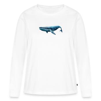 Baleine bleue - T-shirt manches longues Premium bio Femme - blanc - Devant - Julia (174cm)