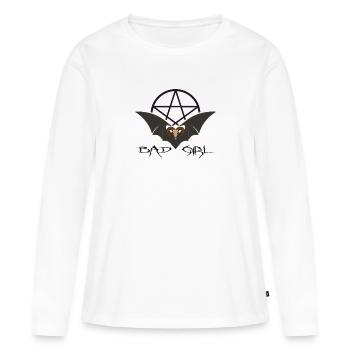 Esthétique gothique noire BAD GIRL dark wave - T-shirt manches longues Premium bio Femme - blanc - Devant - Julia (174cm)