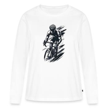 Cycliste, Graphique - T-shirt manches longues Premium bio Femme - blanc - Devant - Julia (174cm)