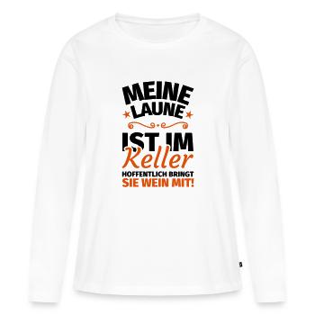 Meine Laune ist im Keller - Frauen Premium Bio Langarmshirt - Weiß - Vorne - Julia (174cm)