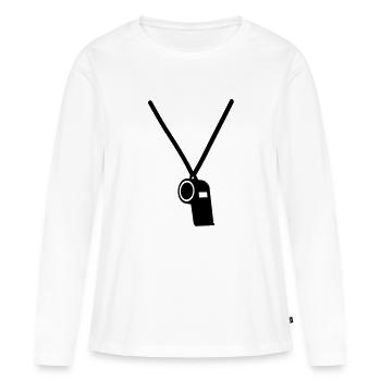 Sifflet à roulette - T-shirt manches longues Premium bio Femme - blanc - Devant - Julia (174cm)