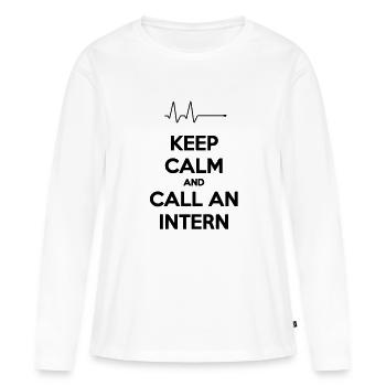 Keep Calm And Call An Intern - T-shirt manches longues Premium bio Femme - blanc - Devant - Julia (174cm)