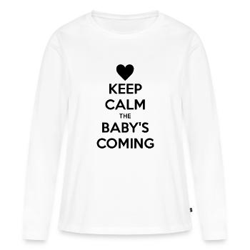 keep calm baby - Frauen Premium Bio Langarmshirt - Weiß - Vorne - Julia (174cm)