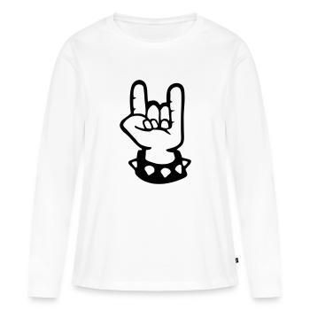 signe cornu metal fork rock hand sign devil hard - T-shirt manches longues Premium bio Femme - blanc - Devant - Julia (174cm)