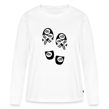 Fußabdruck Billard Schuh Fußabdruck - Frauen Premium Bio Langarmshirt - Weiß - Vorne - Julia (174cm)