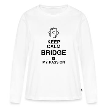 bridge / bridgeur / bridgeuse / cartes - T-shirt manches longues Premium bio Femme - blanc - Devant - Julia (174cm)
