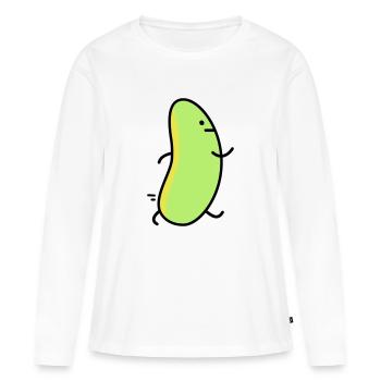 Haricot drôle - T-shirt manches longues Premium bio Femme - blanc - Devant - Julia (174cm)