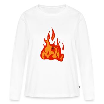 flamme feu flame - T-shirt manches longues Premium bio Femme - blanc - Devant - Julia (174cm)