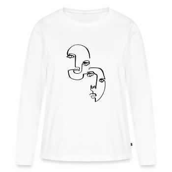 Visages abstraits, Lineart - T-shirt manches longues Premium bio Femme - blanc - Devant - Julia (174cm)