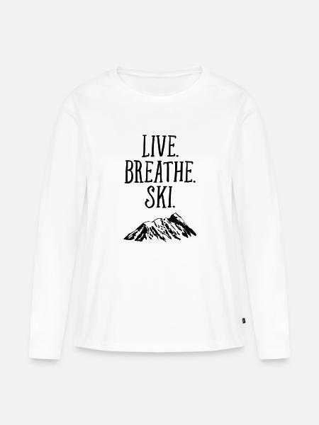 Live. Breathe. Ski. - Frauen Premium Bio Langarmshirt - Weiß