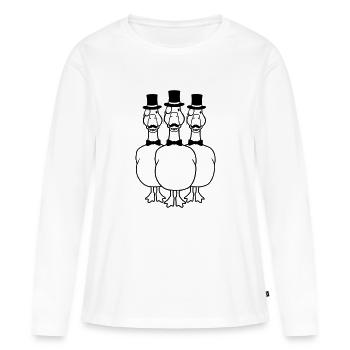 Hommes 3 Monocle Geese - T-shirt manches longues Premium bio Femme - blanc - Devant - Julia (174cm)