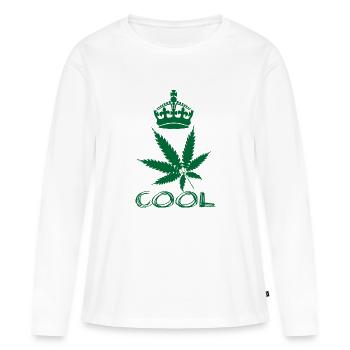 Affiche Cool Crown - T-shirt manches longues Premium bio Femme - blanc - Devant - Julia (174cm)