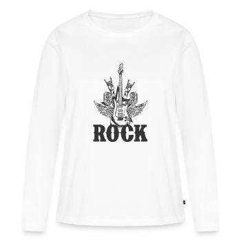 Rock-T-Shirt mit dem Motiv - Frauen Premium Bio Langarmshirt - Weiß - Vorne - Julia (174cm)