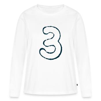 Numéro 3 - T-shirt manches longues Premium bio Femme - blanc - Devant - Julia (174cm)