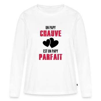 un papy chauve est un papy parfait / cadeau papy - T-shirt manches longues Premium bio Femme - blanc - Devant - Julia (174cm)