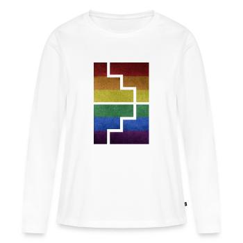 Géométrie - T-shirt manches longues Premium bio Femme - blanc - Devant - Julia (174cm)