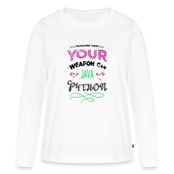 funny software engineering web development bday - Frauen Premium Bio Langarmshirt - Weiß - Vorne - Julia (174cm)