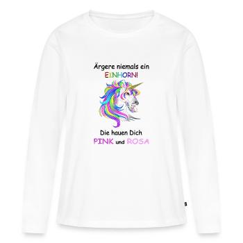 Unicorns don't annoy - Women's Premium Organic Long Sleeve Shirt - white - Front - Julia (174cm)