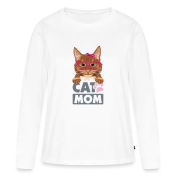 Funny ginger cat mom - Women's Premium Organic Long Sleeve Shirt - white - Front - Julia (174cm)