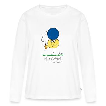 En essayant continuellement... (version anglaise) - T-shirt manches longues Premium bio Femme - blanc - Devant - Julia (174cm)