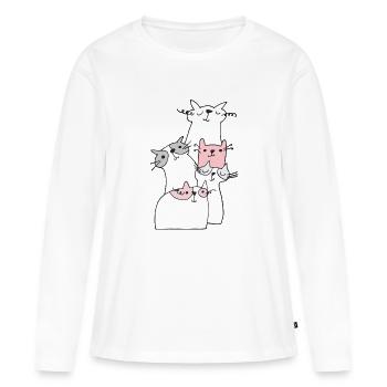 katzen treffen - Frauen Premium Bio Langarmshirt - Weiß - Vorne - Julia (174cm)