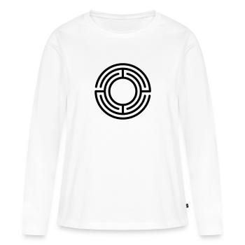 kleines klassisches rundes Labyrinth - Frauen Premium Bio Langarmshirt - Weiß - Vorne - Julia (174cm)
