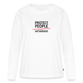 Personne n’est illégal - T-shirt manches longues Premium bio Femme - blanc - Devant - Julia (174cm)