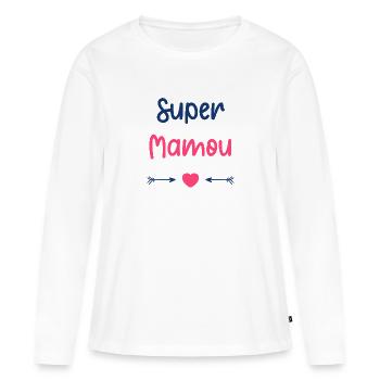 Super mamou - T-shirt manches longues Premium bio Femme - blanc - Devant - Julia (174cm)