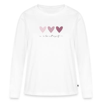 In love with myself - Rosa Herzen - Frauen Premium Bio Langarmshirt - Weiß - Vorne - Julia (174cm)