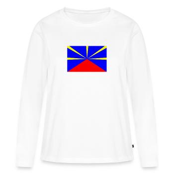 Drapeau de la Réunion - T-shirt manches longues Premium bio Femme - blanc - Devant - Julia (174cm)