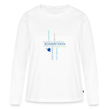 Kommunion blau - Frauen Premium Bio Langarmshirt - Weiß - Vorne - Julia (174cm)