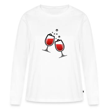 Zwei Weingläser - Frauen Premium Bio Langarmshirt - Weiß - Vorne - Julia (174cm)