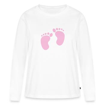 Fußabdrücke - Frauen Premium Bio Langarmshirt - Weiß - Vorne - Julia (174cm)