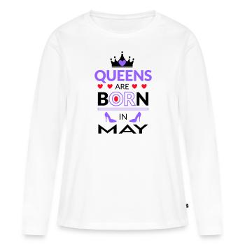 Birthday Queen born in May - Frauen Premium Bio Langarmshirt - Weiß - Vorne - Julia (174cm)