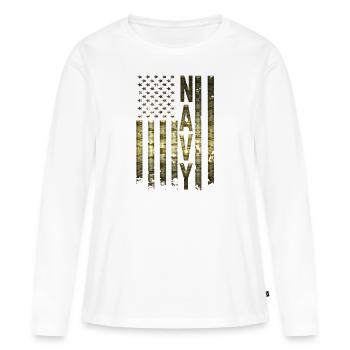 Armée militaire marine armée forces armées liberté des soldats - T-shirt manches longues Premium bio Femme - blanc - Devant - Julia (174cm)
