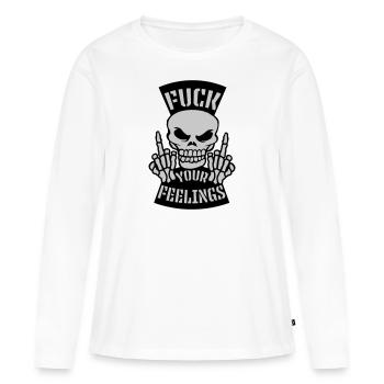 fuck your feelings citation - T-shirt manches longues Premium bio Femme - blanc - Devant - Julia (174cm)