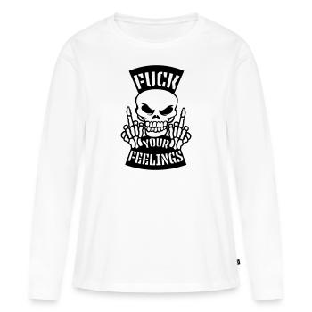 Citation fuck your feelings - T-shirt manches longues Premium bio Femme - blanc - Devant - Julia (174cm)