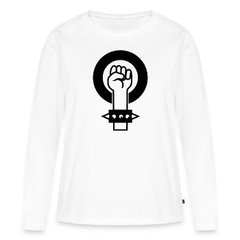 Lutte pour l’égalité - T-shirt manches longues Premium bio Femme - blanc - Devant - Julia (174cm)