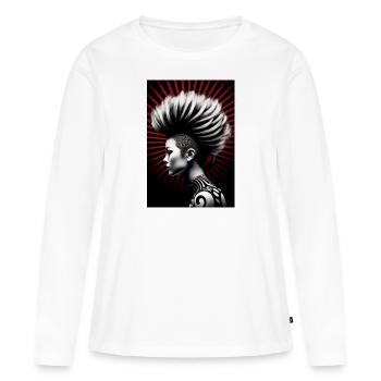 Fille mohawk - T-shirt manches longues Premium bio Femme - blanc - Devant - Julia (174cm)