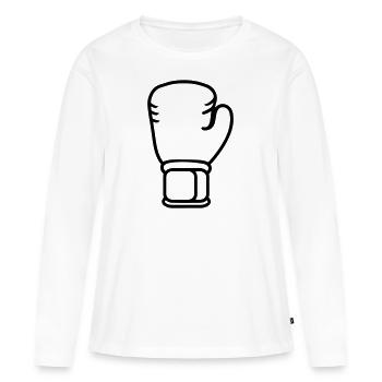 gant de boxe - T-shirt manches longues Premium bio Femme - blanc - Devant - Julia (174cm)