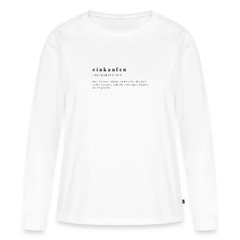 Shopping - Verbe - L’art de l’abondance - T-shirt manches longues Premium bio Femme - blanc - Devant - Julia (174cm)