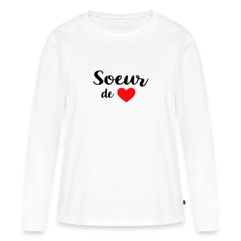 Soeur de coeur - T-shirt manches longues Premium bio Femme - blanc - Devant - Julia (174cm)