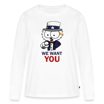 We Want You - Women's Premium Organic Long Sleeve Shirt - white - Front - Julia (174cm)