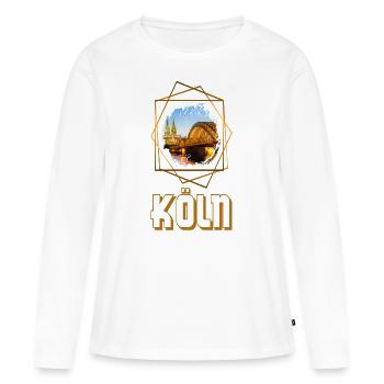 Kölner Dom Allemagne Ville Skyline Patrie - T-shirt manches longues Premium bio Femme - blanc - Devant - Julia (174cm)
